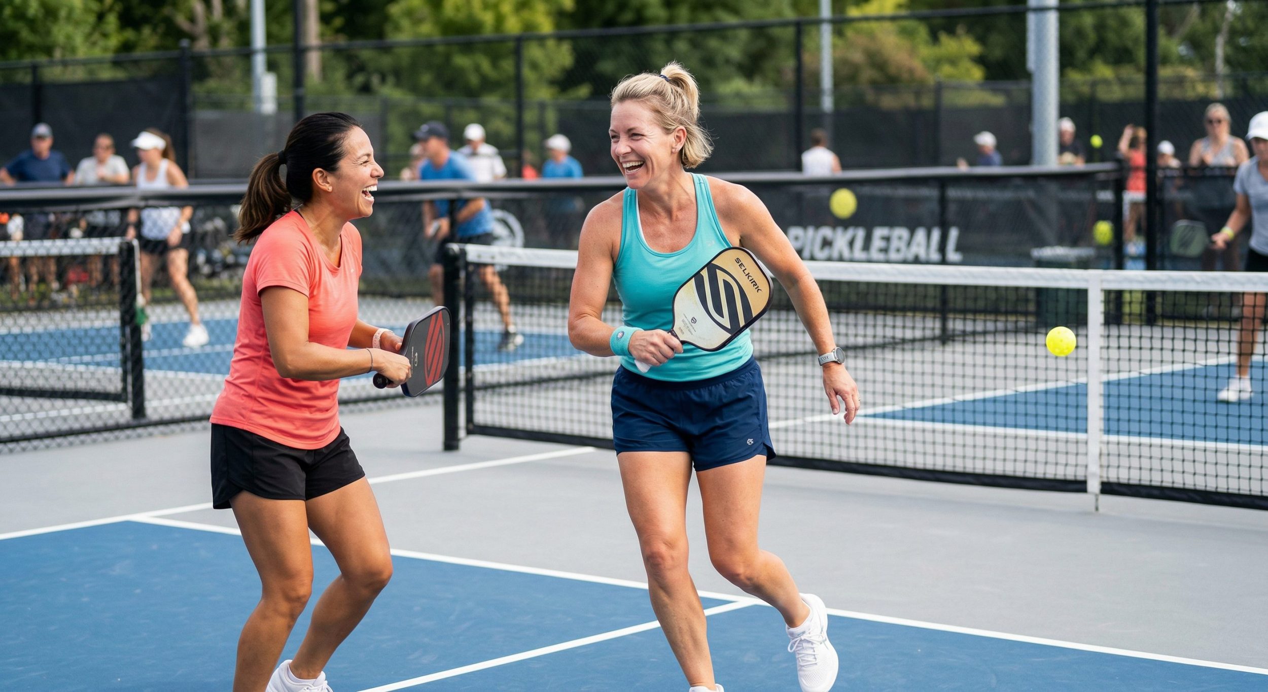 woman playing tennis with her friend mid 40s
