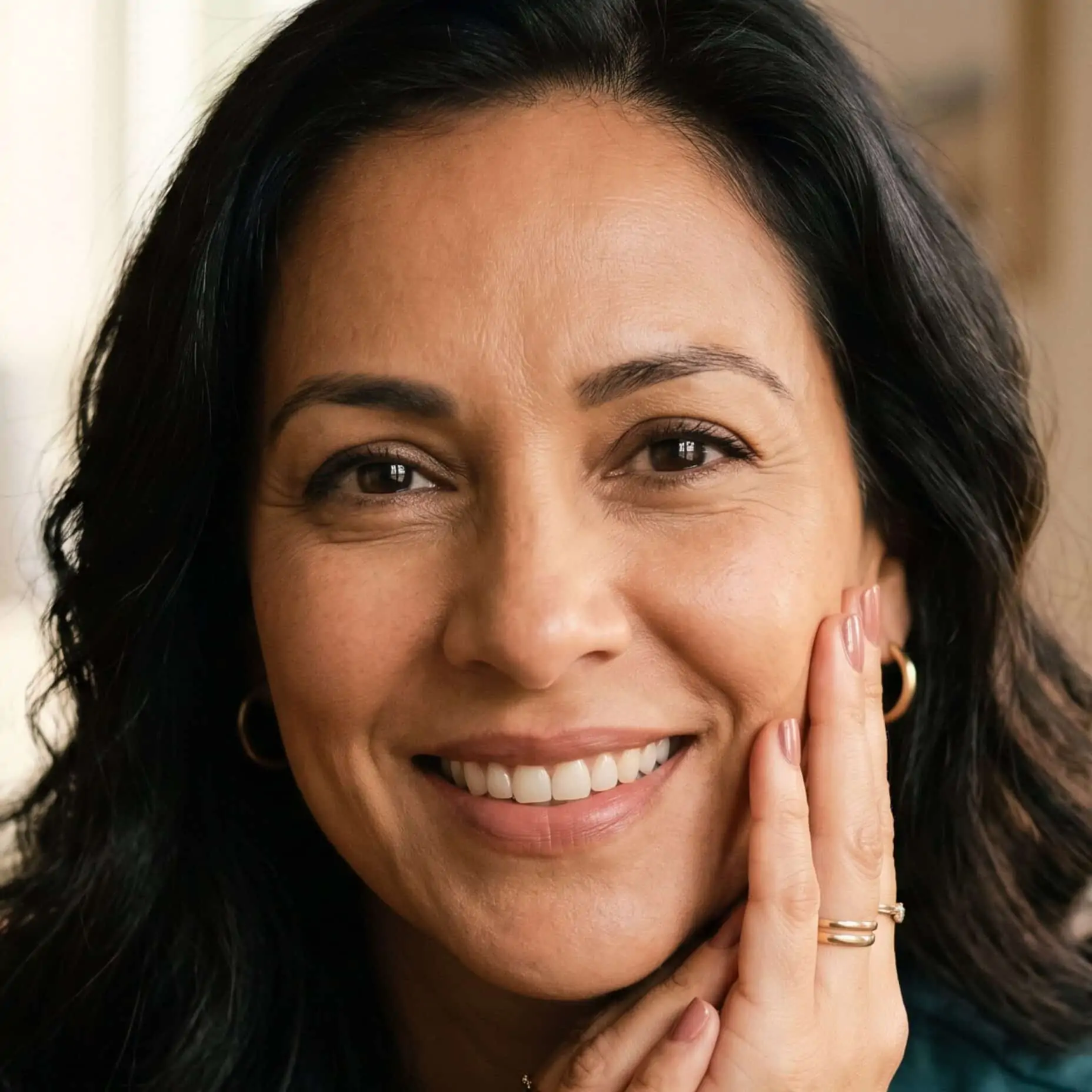 woman mid 40s close up to camera square 2