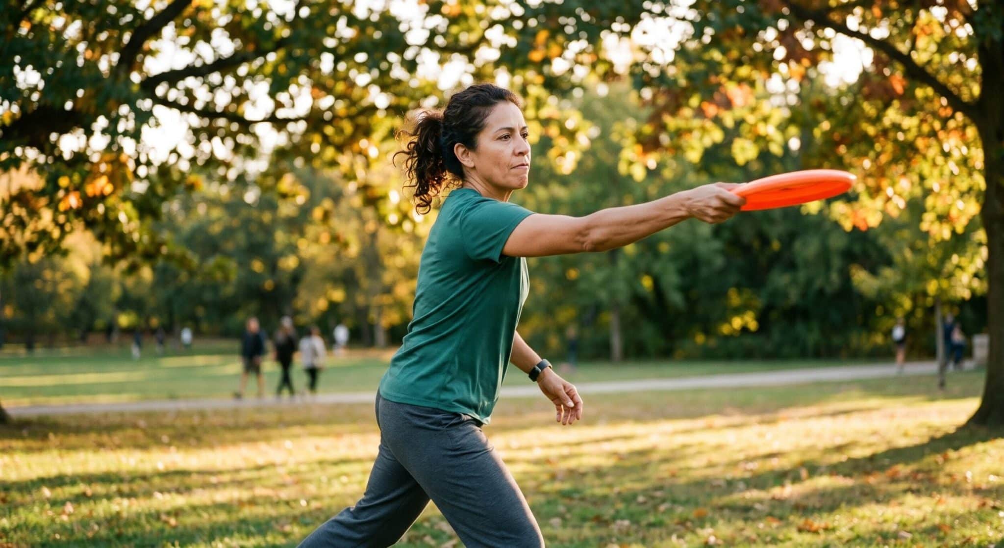 woman frisbee picture action shot mid 40s