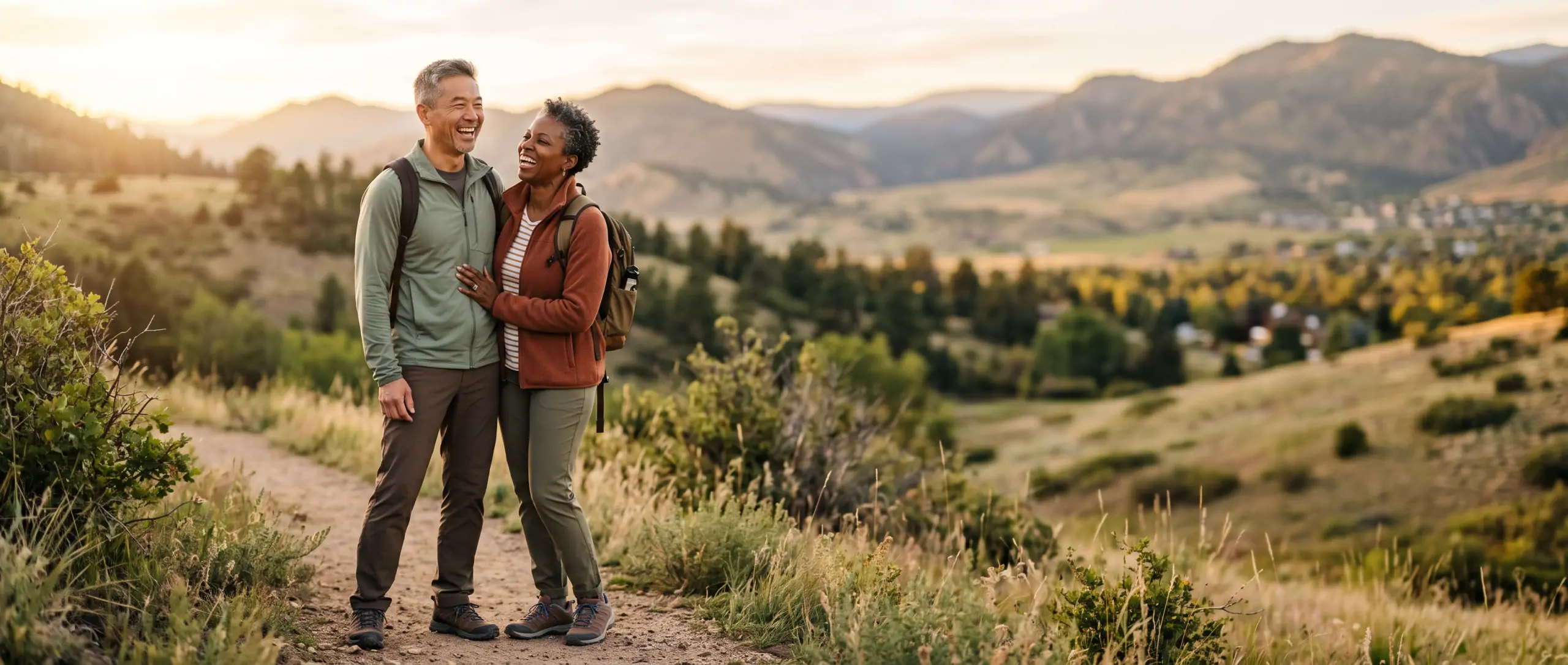 beautiful athletic man and woman near Denver in colorado
