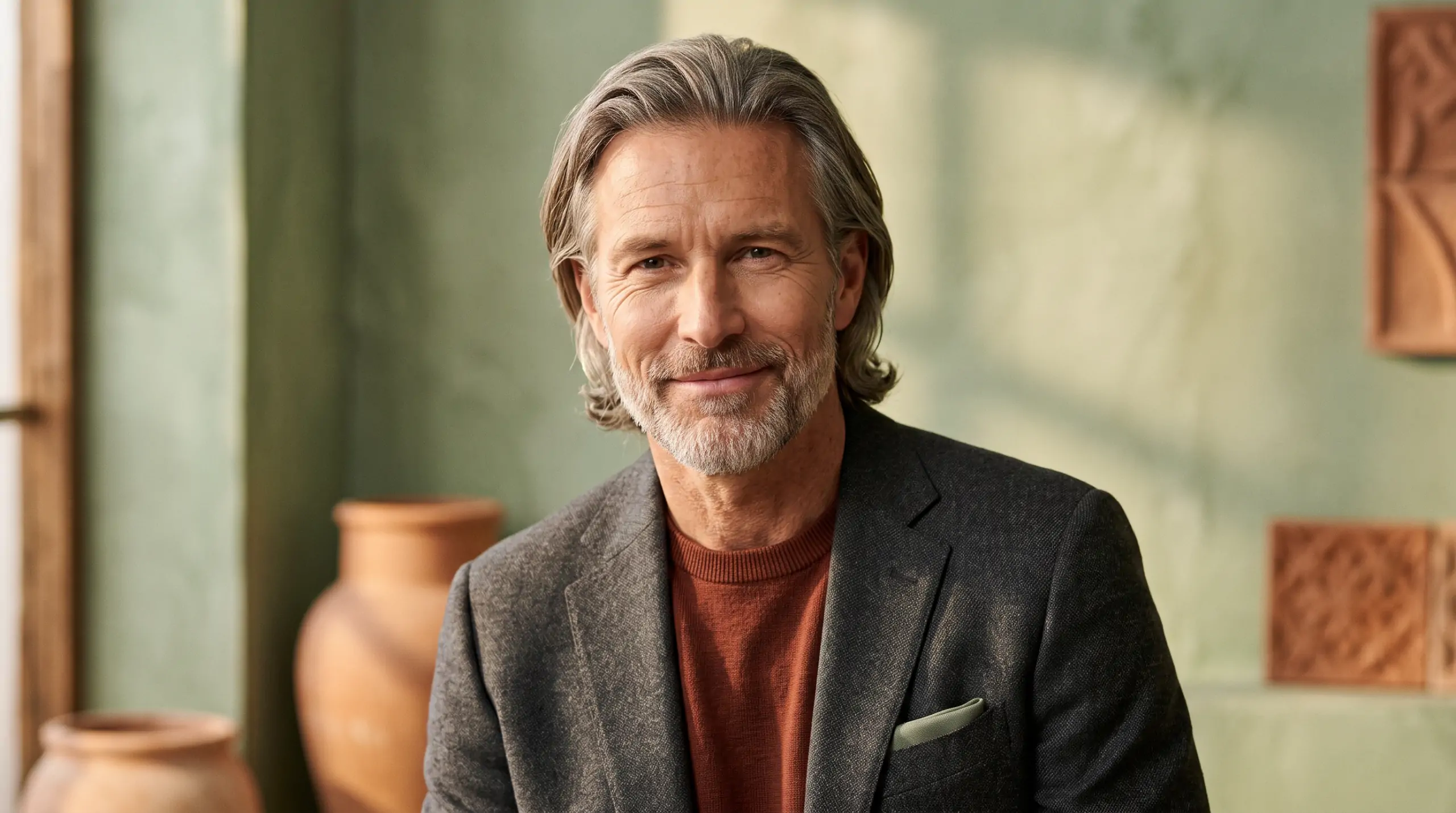 healthy man staring at the camera looking revitalized and refreshed