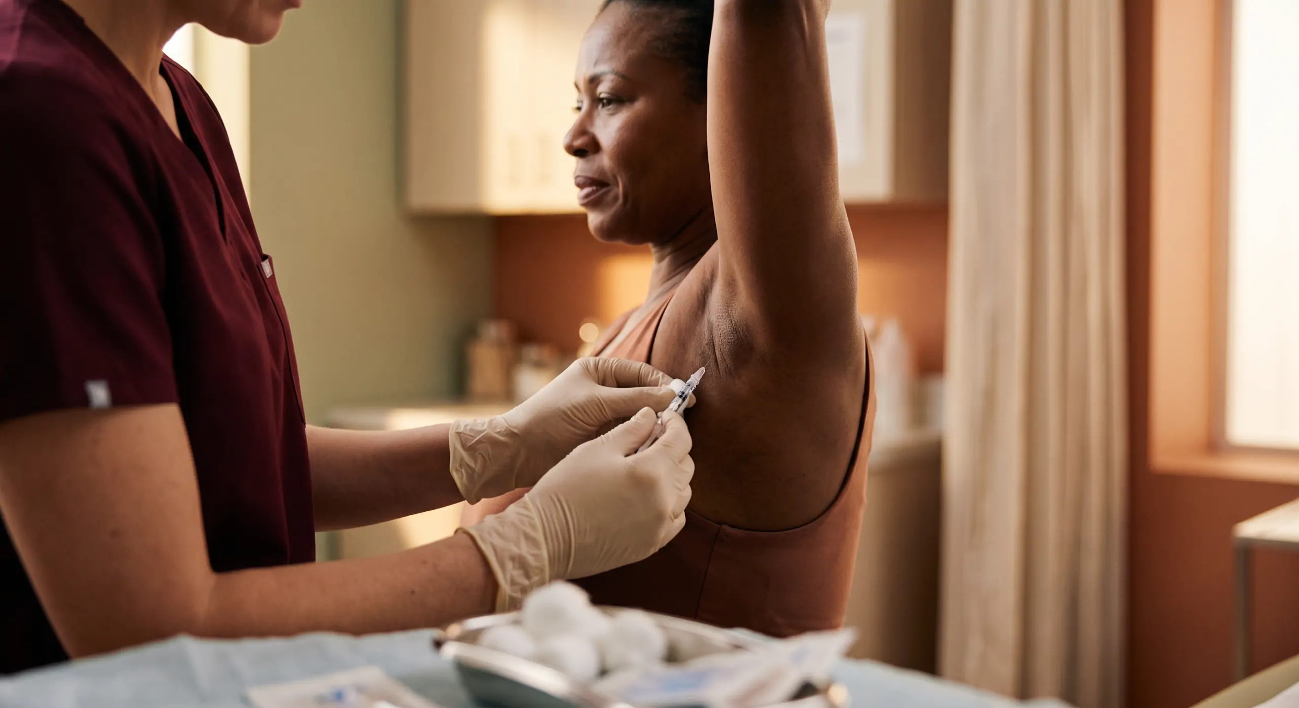 beautiful woman getting a hyperhidrosis botox treatment